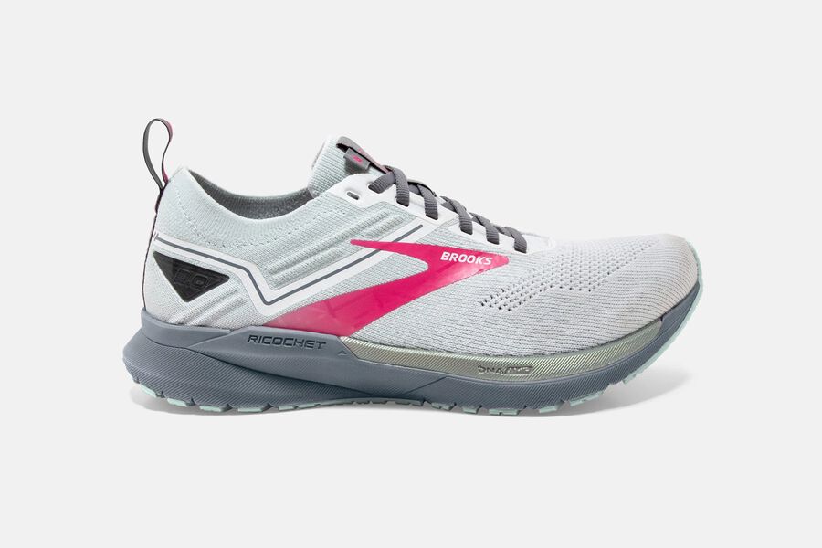 Brooks Ricochet 3 Road Running Shoes Womens White/Pink 361784-NYJ